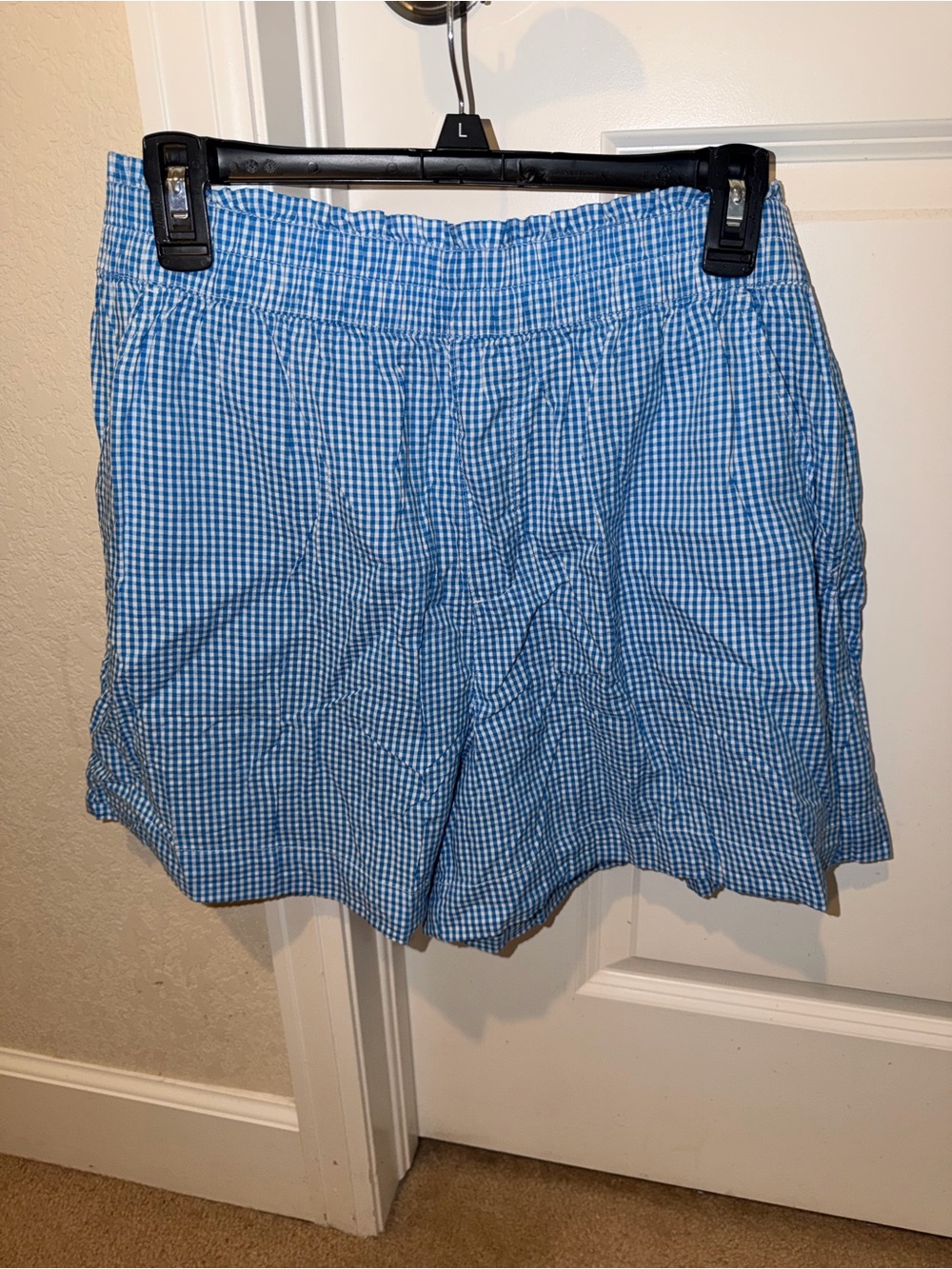 aerie Blue Gingham Elastic-Waist Women’s Shorts